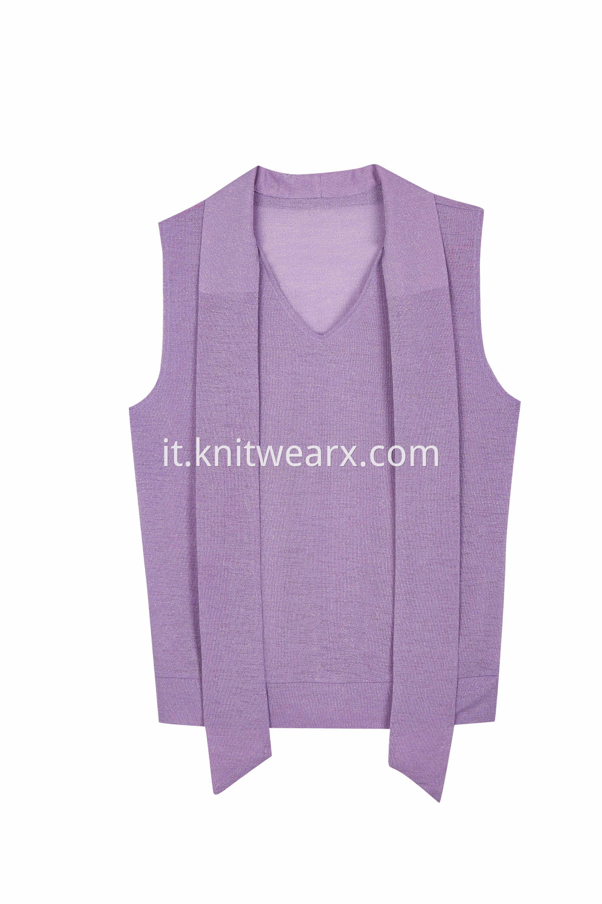 Women's Sleeveless Vneck Lapel Knitted Fabric Pullover Top